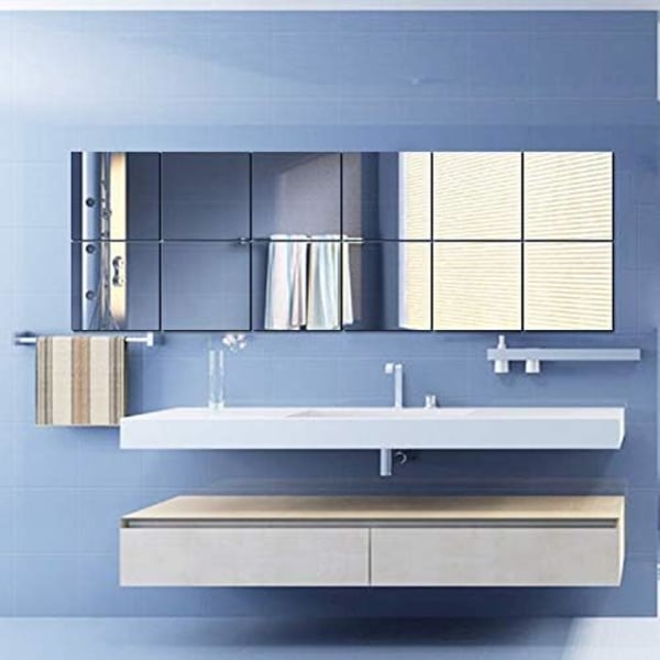 9 Stk Miroir Autocollant Miroir Adhésif Décoratif Miroir Carrés