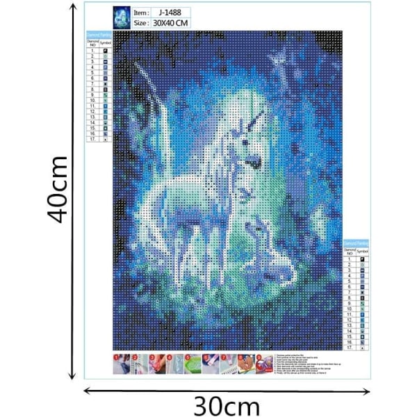 5D Diamantmaleri Kit 30x40cm DIY Farverig Hest Diamantkunst