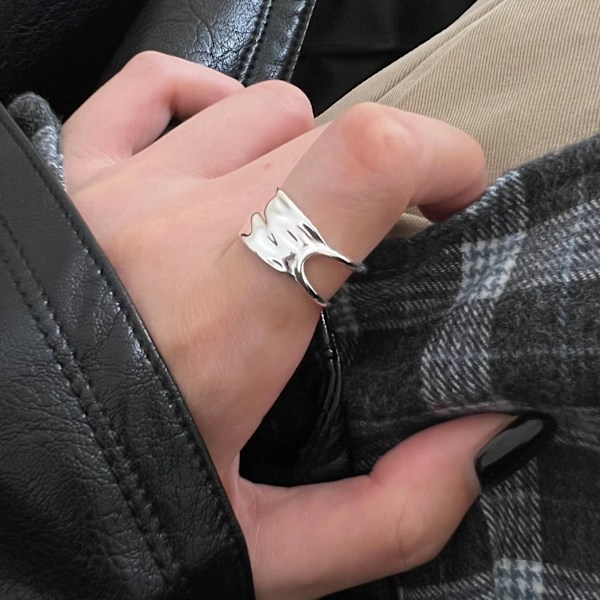 Håndlavede Ringe 925 Sterling Sølv Ring Justerbar Åben Knoring Ring Tommelfinger Ring Statement Ringe til Kvinder Minimalistiske Smykker