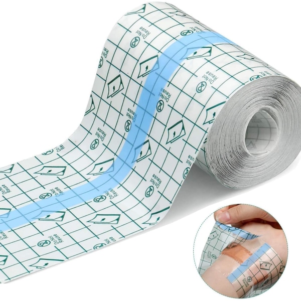 Vattentät tatueringsförband (20 cm x 10 m), rull med vattentäta antibakteriella filmbandage, Transparera