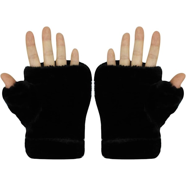 Vinterhandsker til Kvinder og Piger - Varme, Bløde, Søde Katte-Plush, Konvertible, Vendbare, Fingerløse, Tykke Vanter til Teenagere