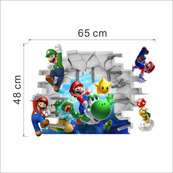 Super Mario Bros. Yoshi og Mario Peel and Stick Gigant Vægsticker