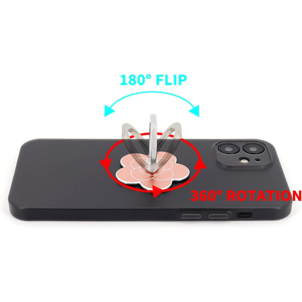 (Roséguld) Mobiltelefonringhållare Blomma Finger Ring Grepp Stativ 360° Rotation 180° Vändbar Universal Stativ Kompatibel med
