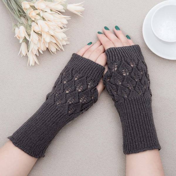 3 par akryl uld handsker halv finger strikkede lange handsker