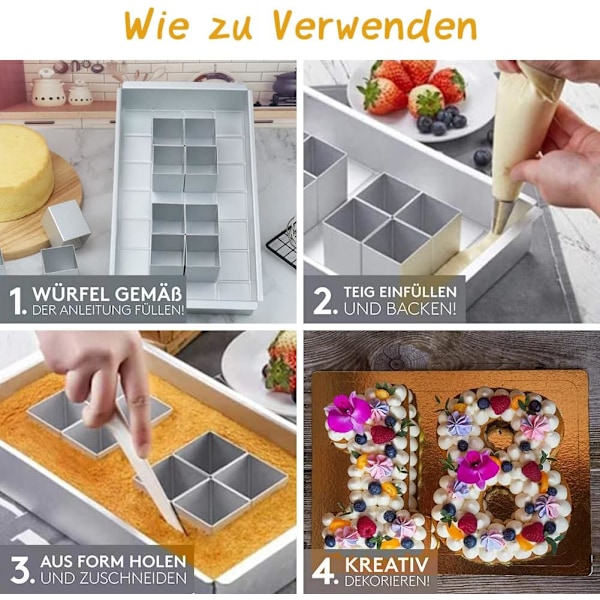 st Justerbara Siffer- och Bokstavsformar för Bakning, DIY Non-stick Kakform för Bröllop Födelsedag Dop