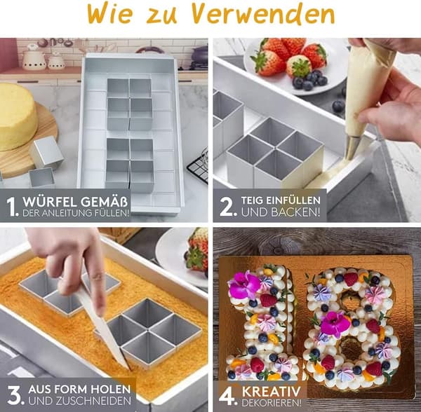 stk Justerbare Tal Bogstav Bageforme, DIY Tal Bageform Non-stick Kageform til Bryllup Fødselsdag Dåb