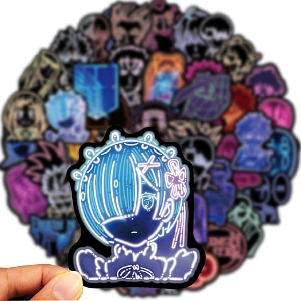 50 Vedenpullo- ja Kannettavan Tietokoneen Tarraa - Juhlatarvikkeita ja Koristeita, Vedenkestäviä Vinyyli Tarroja - Graffiti Tarroja - Anime