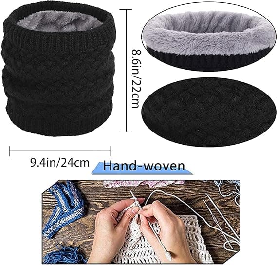 Strikket beret-skjerf for kvinner med fleecefôr