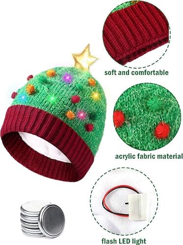 Ful LED Jul Ljus Upp Hatt Unisex Vintermössa Stickad Mössa Swe