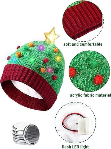 Grim LED Julelys Op Hat Unisex Vinter Beanie Strik Hat Swe