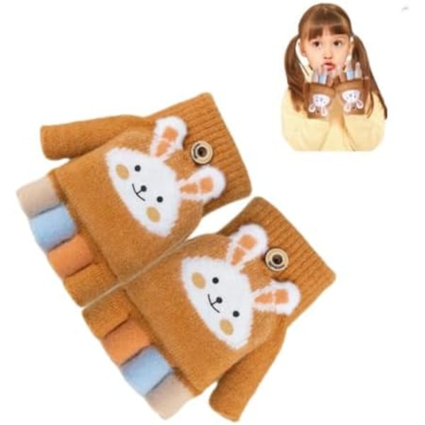 Kids Knit Mittens Fleece Lined Toddler Warm Winter Gloves With String Full Finger Gloves Ski Gloves