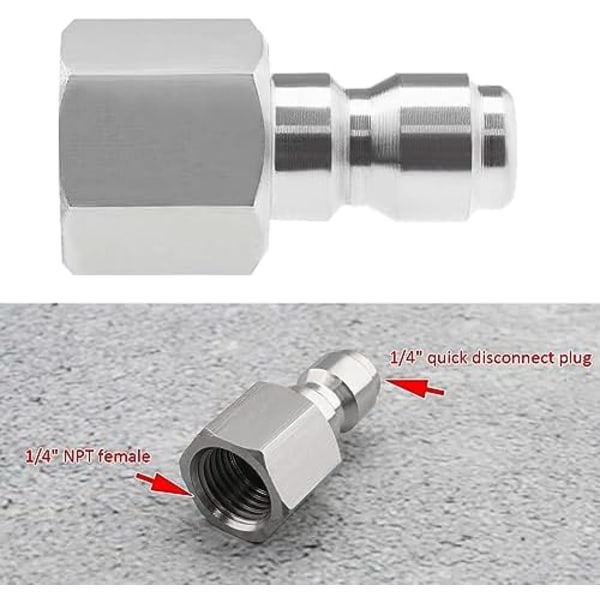 Højtryksrenser Adapter 1/4 Tomme Hun NPT Fitting Quick Connect Socket 304 Rustfrit Stål Kobling til Sprøjtelanse 500