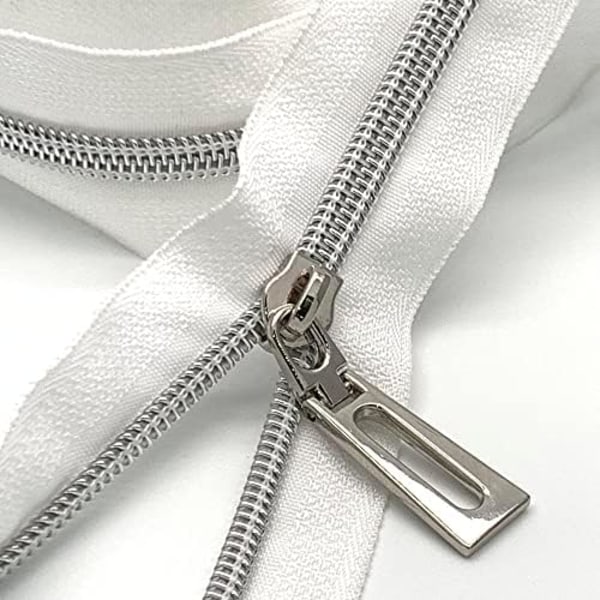 #5 Dragkedjor Silver Metall Dragkedjehuvud 25st Bulk Heavy Duty Nylon Coil Dragkedja för Väskor Sömnad