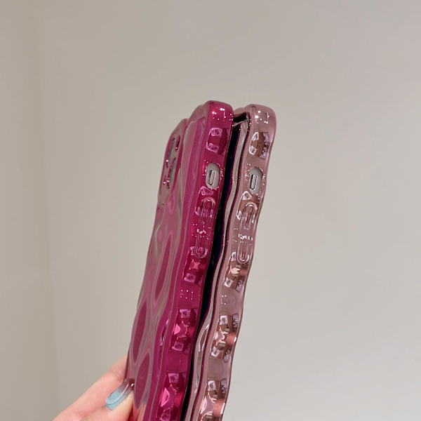 1 st. Fodral för iPhone 16, Meteorite Bubble-mönster Elektropläterad Glitter Lockigt Vågig Ram Blank Fodral, Mjuk TPU