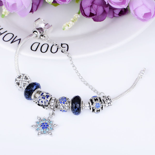 Sølvbelagt Jubilæums Charm Armbånd, Style B, Personlig Br