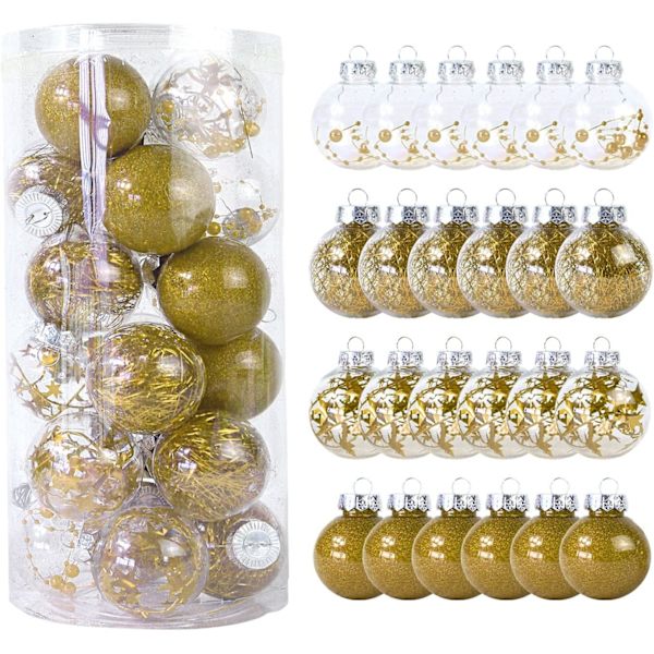 24 st juldekorationer 6 cm/2,36 tum färgad plast transparent