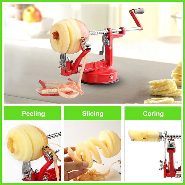 1 st Apple-skälare och kärnborr, Långvarig Kromgjutning Magnesiumlegering Apple-skälare Slicer Kärnborr med Rostfritt Stål Blad