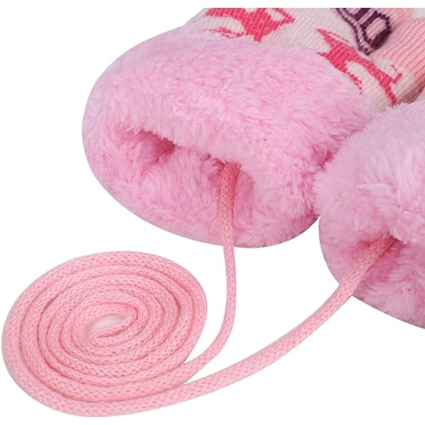 （Rosa）Stickade handskar Tjocka vantar Vinteruppvärmda vantar Full