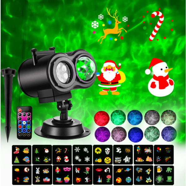 Julelys LED-projektorlampe, 16 dager juleprojektorlys