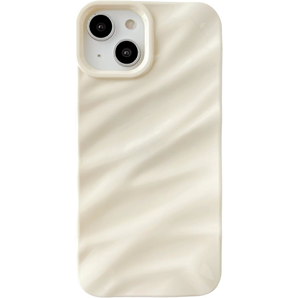 Caseative iPhone 13-fodral, Vattenvågsmönster Lockigt Vågsform Mjukt Kompatibelt med iPhone-fodral (iPhone 13, Vit)