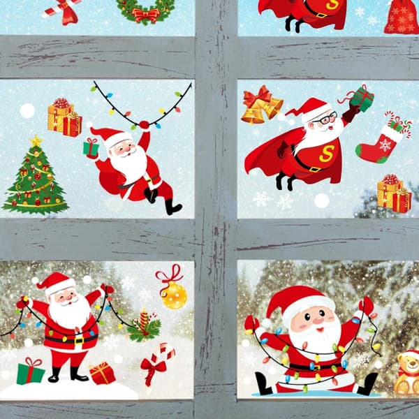 8 ark jul fönsterdekaler, jul fönsterdekaler, tomte