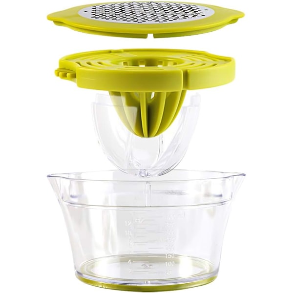 Multifunktionell Manuell Saftpressare, 4-i-1 Saftpressare för Apelsiner, Citroner, Citrusfrukter, med 2 Pressar, Graverad Mätning 400 ml