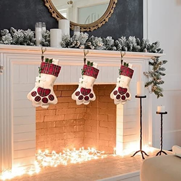 Personlig Julstrumpa 18\" Hundtass Julstrumpor Julgran Dekoration Ornament Godis Presentpåse för Semestergran