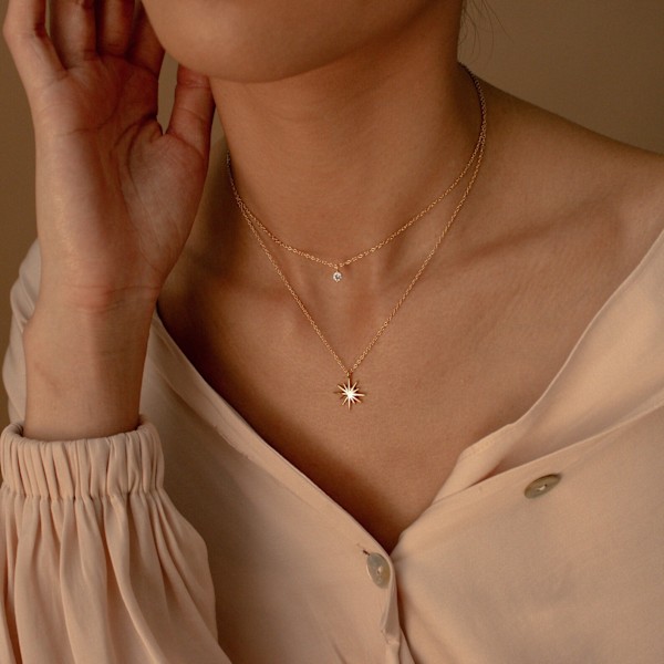 Diamanthalskæder til kvinder, Fint 14k Guld Choker Halskæde Simpel Forgyldt Smykker Halskæder til Kvinder Trendy Gave