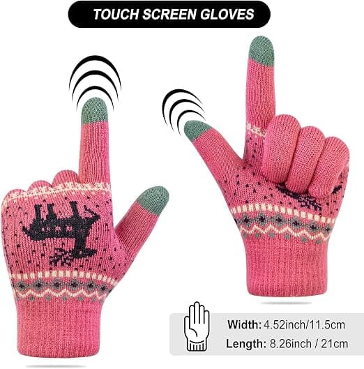2 st Vinter Touch Screen Handskar Hjort, Varma Fleecefodrade Texting G