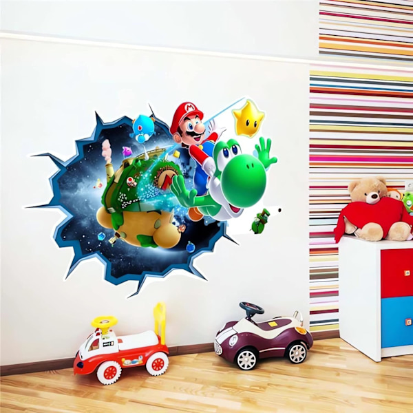 3D Mario Bros Väggdekaler för Barnrum Väggdekor Tecknad Affisch
