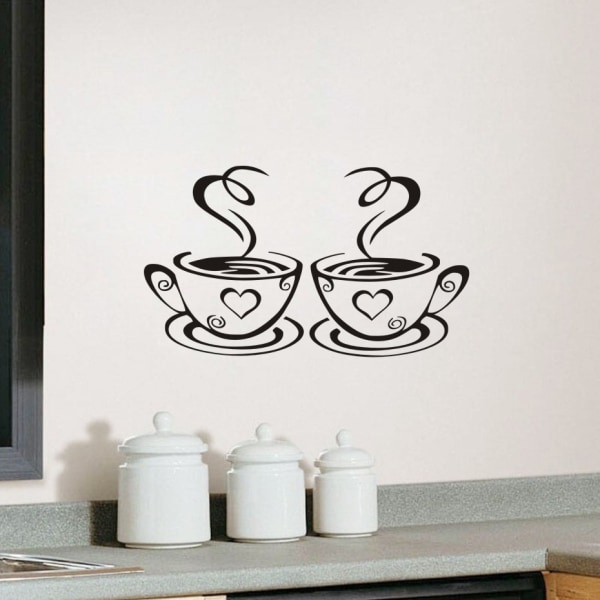 Kaffekop Design Stickers Vægskilte til hjemmet Køkken Restaurant De