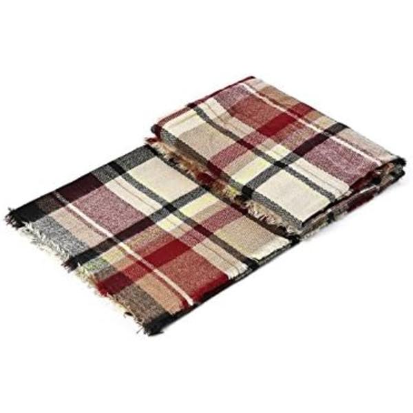 Dam Scarf Höst Vinter Rutiga Fransar Mjuk Varm Filt Sjal Dam Sjal Wraps