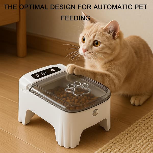 Automatisk Foderautomat til Katte og Hunde – Automatisk Foderautomat med Timer, Tidsindstillet Kattefoderskål
