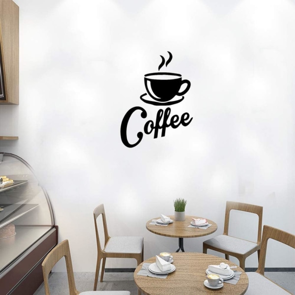 Kaffekop + kaffe" vægklistermærker Køkken Sort Cafe Decor til C