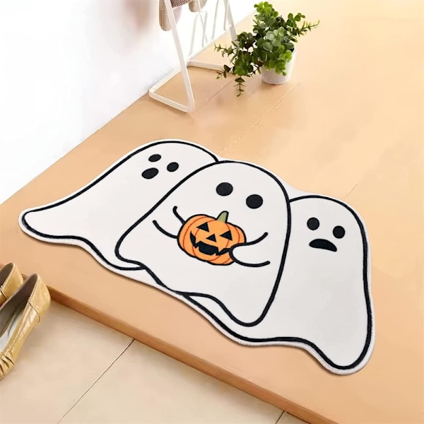 Halloween-liukumaton etuoven tervetulomatto, hauska haamu ja kurpitsa-kuvio keittiön lattialle 50*80cm