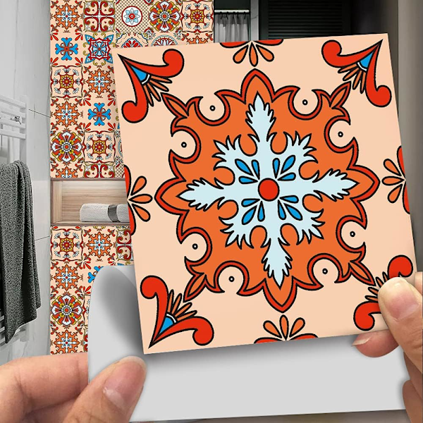20 stycken Kökskakeldekaler Självhäftande Väggkakel Badrumsdekaler Väggdekorationsdekaler PVC Vattentät Mosaik Retro Stil (10x10cm, Rosa)