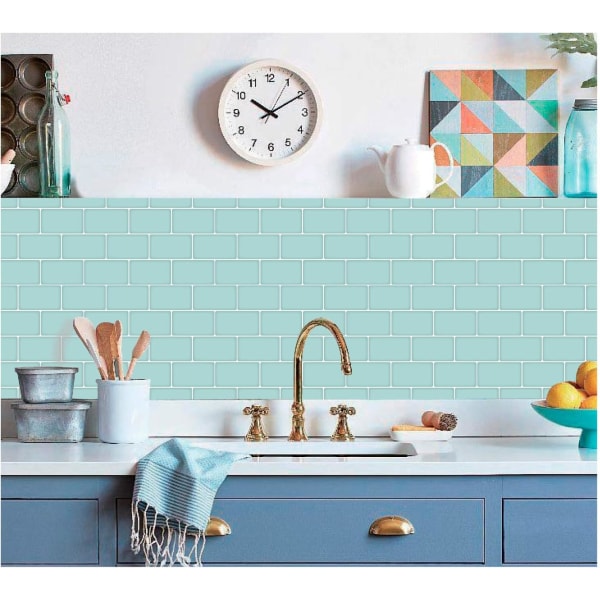 Art3d Peel and Stick Backsplash plattor för kök, glänsande kricka, grön - 30 x 30 cm