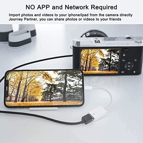 Lightning till USB-kameraadapter för iPhone/iPad, USB 3.0 OTG-kabeladapter för att ansluta kamera, USB-minne