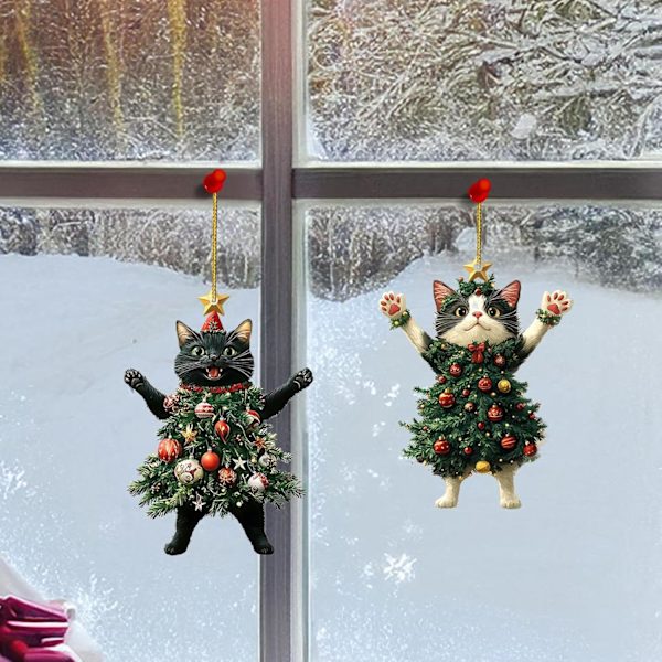 Svart katt julpynt | Katt julgranhängande dekoration | Julgransdekorationer | Katt julhängande