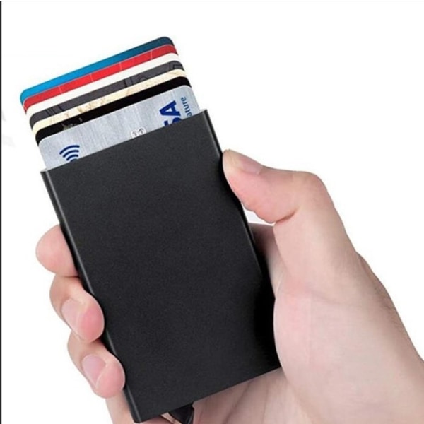 Musta korttiteline RFID-suojauksella Mustat alumiinilokerot