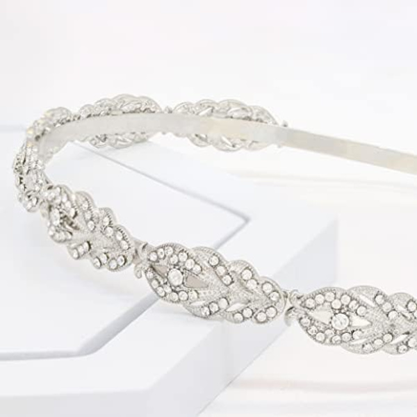 Blomsterdesign Rhinestone Kristall Bröllopspannaband Brudhuvudbonader Enkel Design Bröllopspannaband