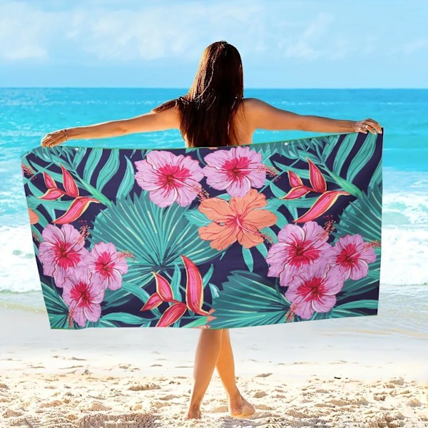 Mikrofiber Strandhåndklæde Hurtigtørrende Strandhåndklæde Sandfrit Strandhåndklæde Absorberende Strandlagen 150x70cm til Strand Pool Strandstole
