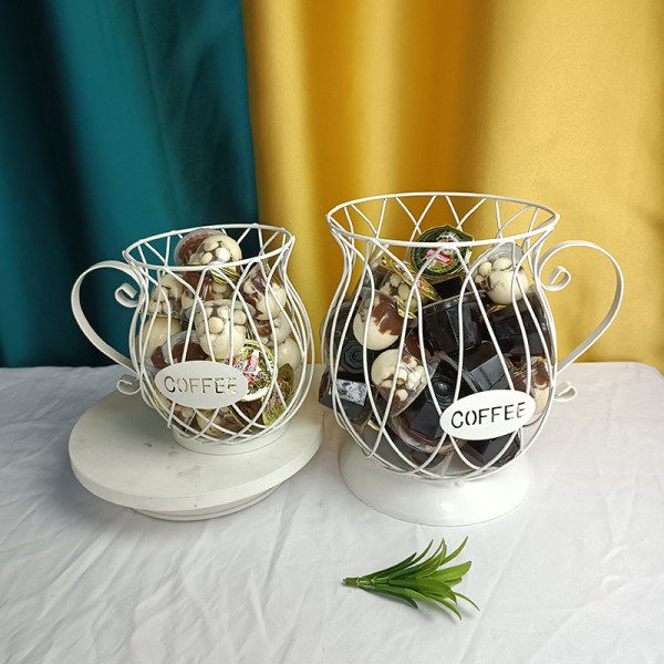 Kaffe Kapsel Kurv (Hvid), Kaffe Kop Opbevaringskurv, Kaffe C