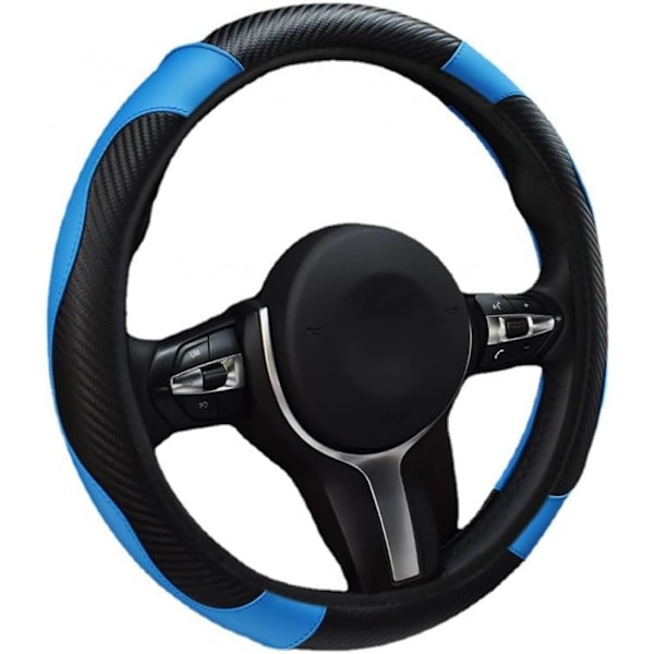 Bilstötfångare i kolfiberläder, 38 mm skyddande bilrattskydd Black Blue