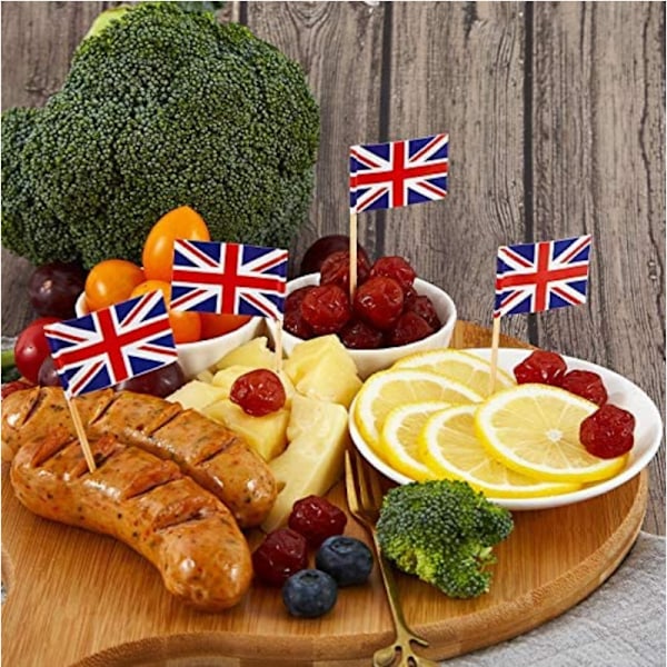 200 st Storbritannien Flagga Brittiska Tandpetare Flaggor, Små Mini Stick Cu