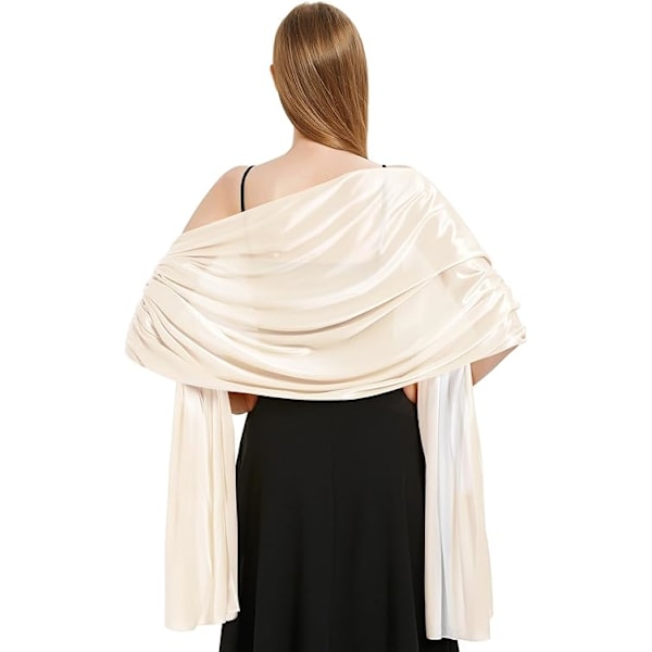 Satin Sjal för Kvinnor Bröllopssjal Passar för Aftonklänning Elegant Chic Sjal Passar för Beige