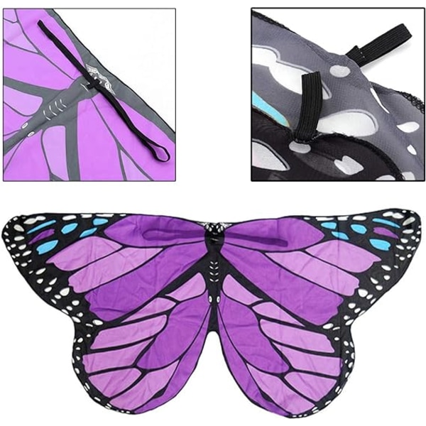(Väri violetti) Butterfly Wings Tyttö Butterfly Capes Lapsen Lahja Hal