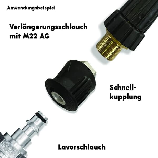 Forlængerslangeadapter til højtryksrenser med hurtigkobling