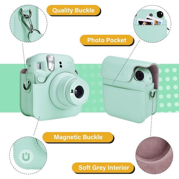 Etui til Fuji Instax Mini mini8/8+/9, PU læderbeskyttende etui til Fujifilm Instax Mini mini8/8+/9