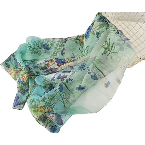 Sjal för kvinnor, lättvikts-sjal, elegant blommigt mönster, genomskinlig sjal, sjal, omslag